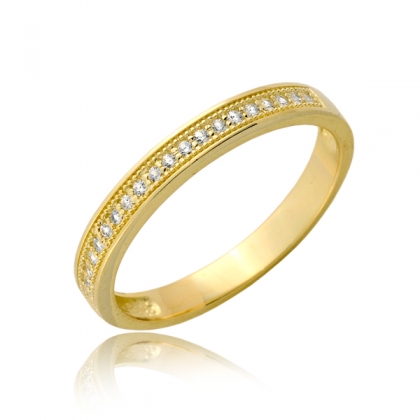 Złoty pierścionek z cyrkoniami próby 585